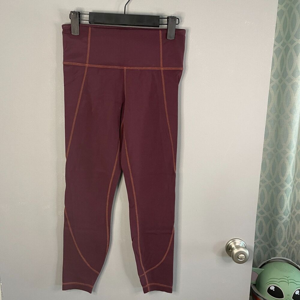 Athleta Womens S Maroon Active Workout Yoga Ankle Length Leggings **READ**